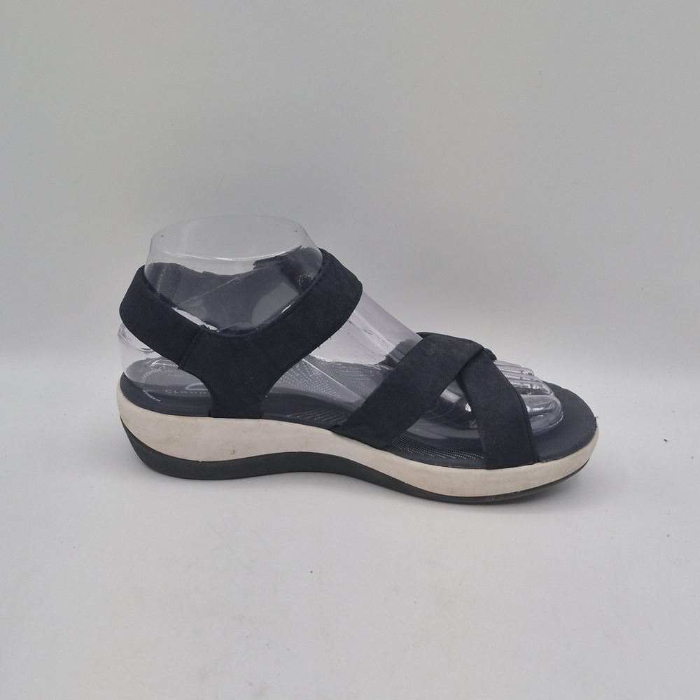 Clarks Cloudsteppers Sandals Womens Size 6 Blue Strappy Hook & Loop Wedge 28504 - Picture 9 of 13